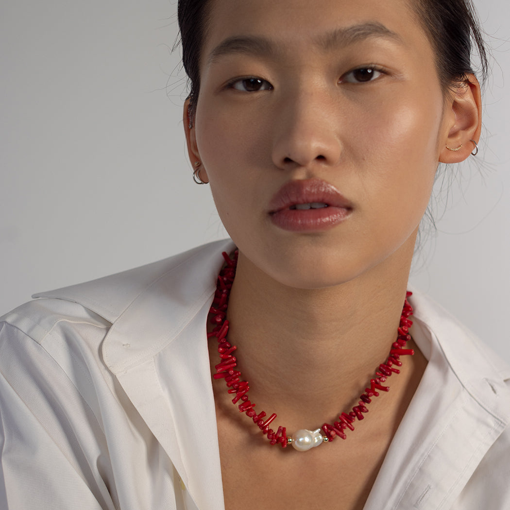 Coral shop choker necklace