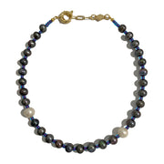 Black freshwater pearl tahitian necklace. Wedding jewellery