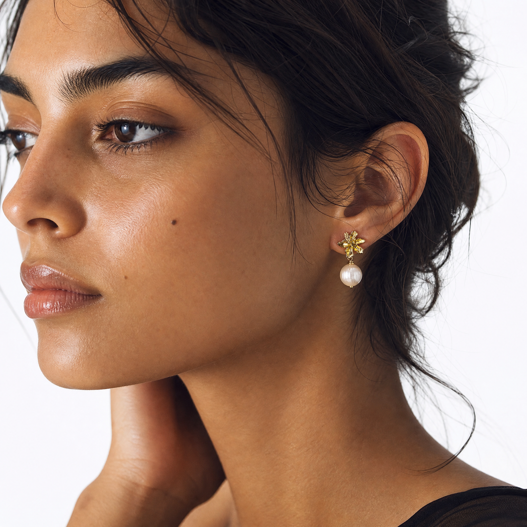 Hibiscus Pearl Earrings