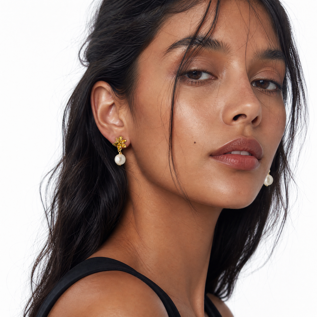 Hibiscus Pearl Earrings