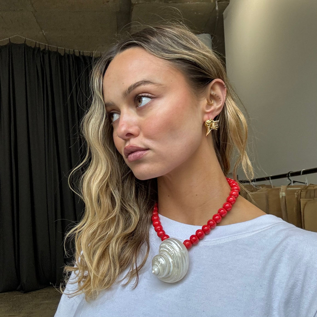 Spike Shell Earrings- Gold