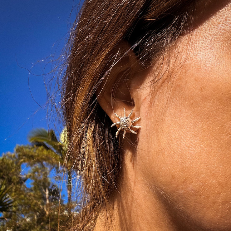 spiral sun earrings made in Australia