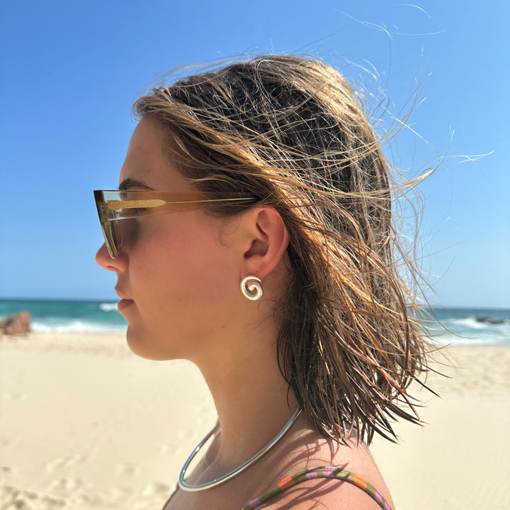 Mini Swirl Earrings- Silver
