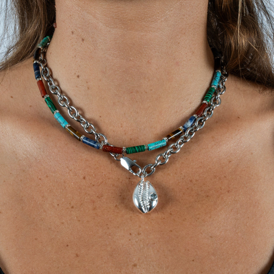 Cowrie Necklace- Silver