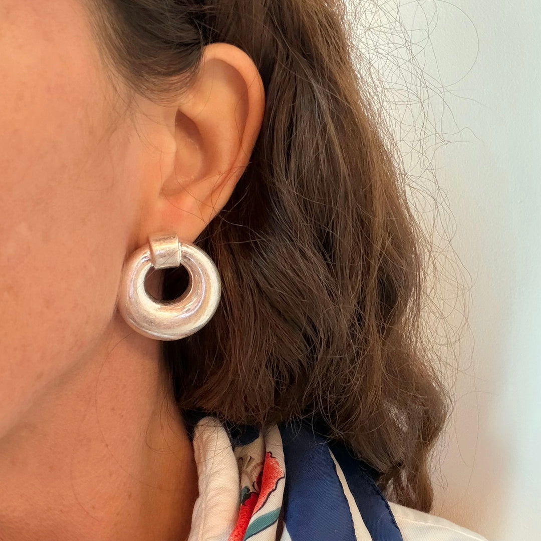 Doorknocker Earrings- Antique Silver
