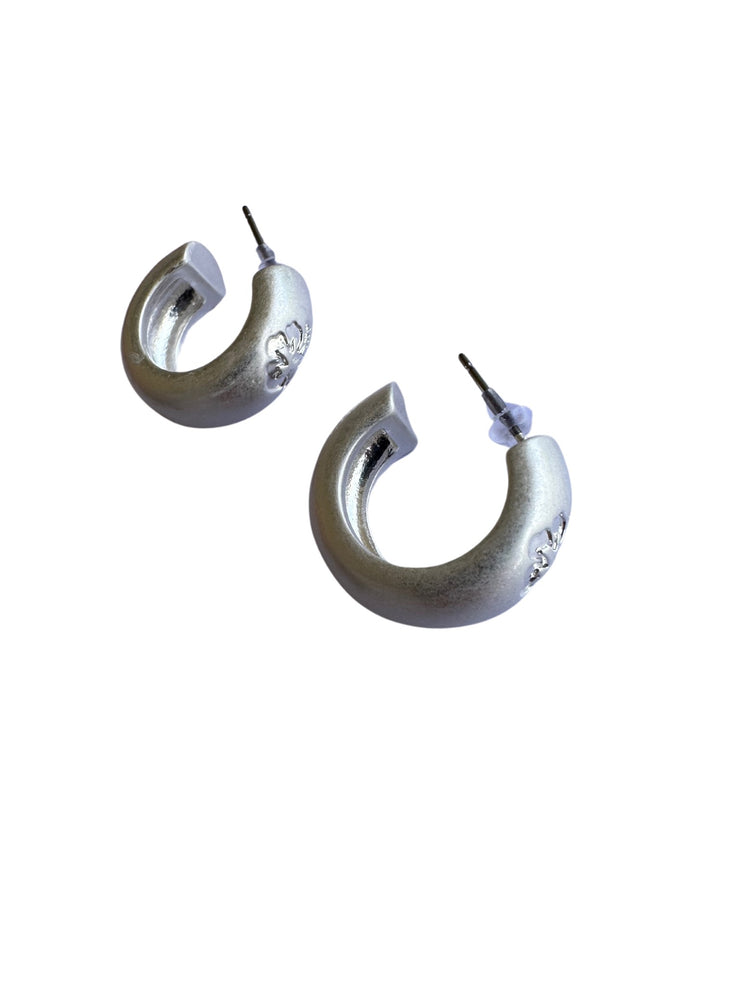 Hibiscus Hoop Earrings- Silver