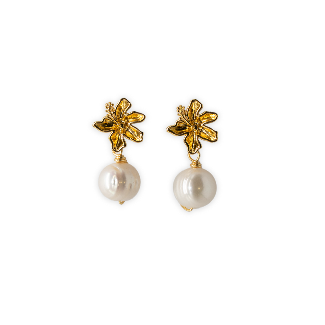 Hibiscus Pearl Earrings