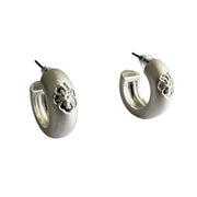 Hibiscus Hoop Earrings- Silver