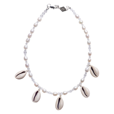 freshwater pearl and shell necklace.  Surf punk jewelry australia