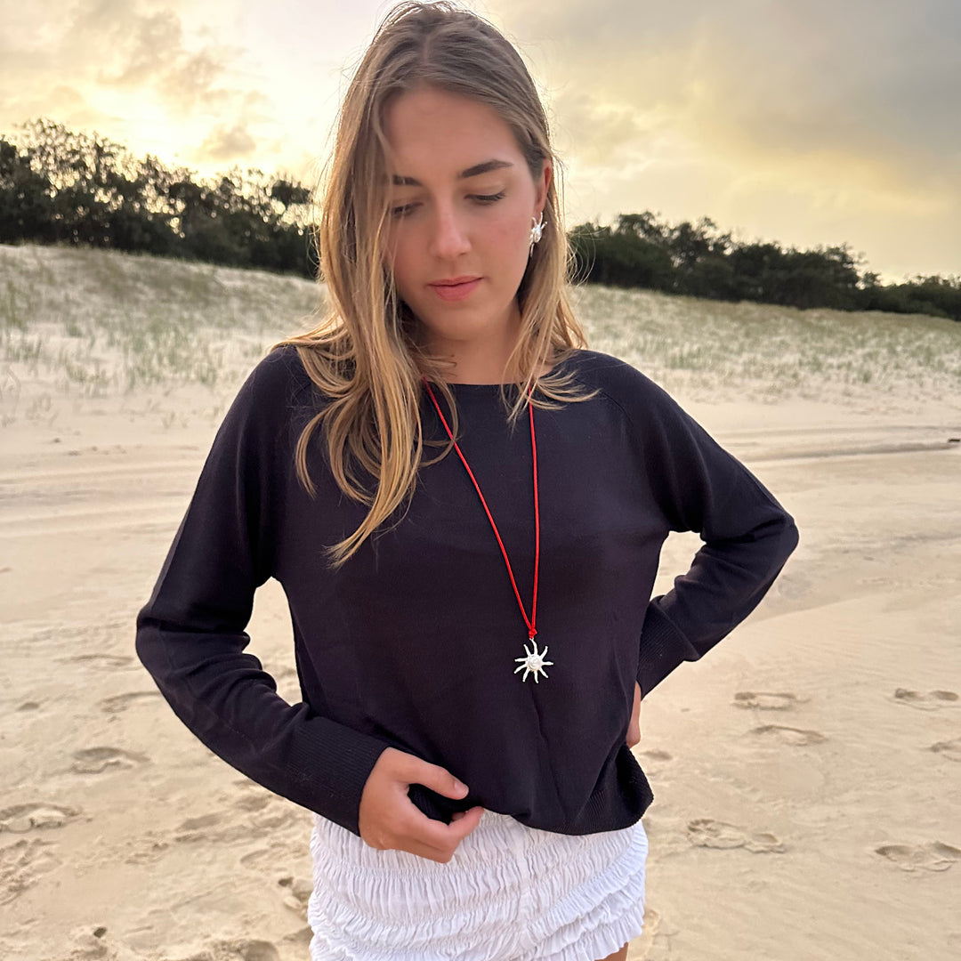 Melina Cord Necklace- Silver