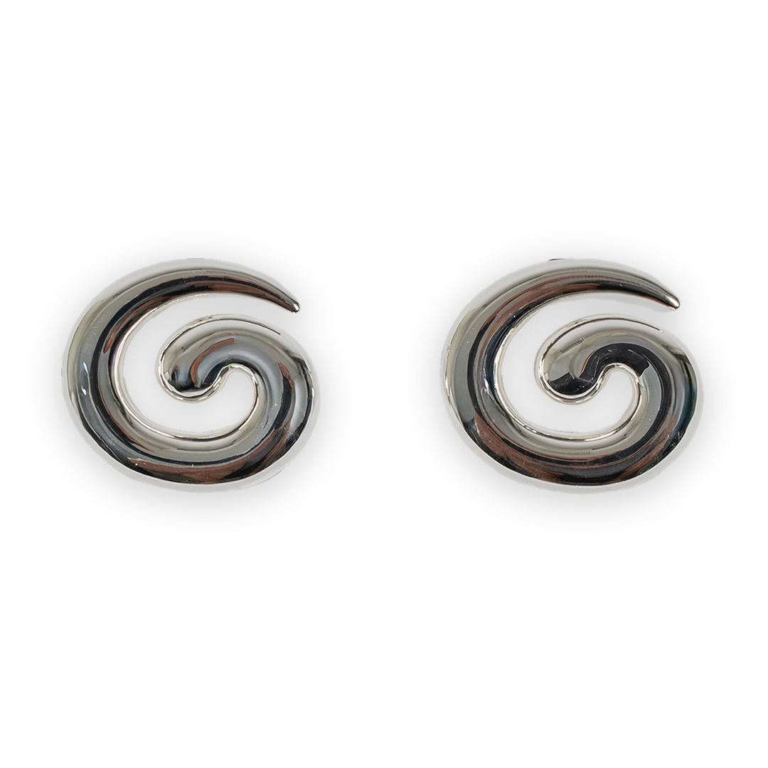 Swirl Earrings- Shiny Silver