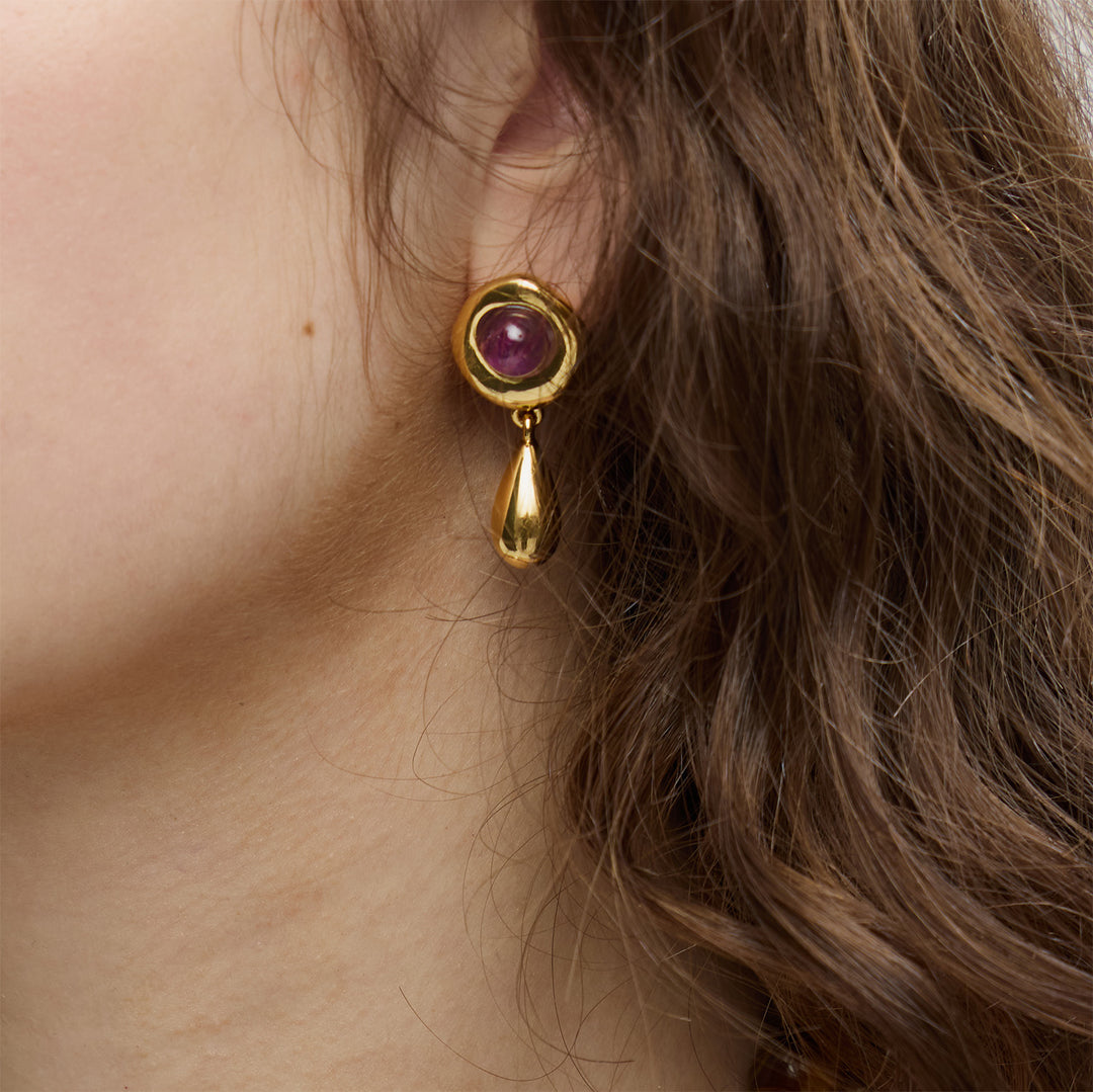 Zoe Earrings- Gold with Amethyst