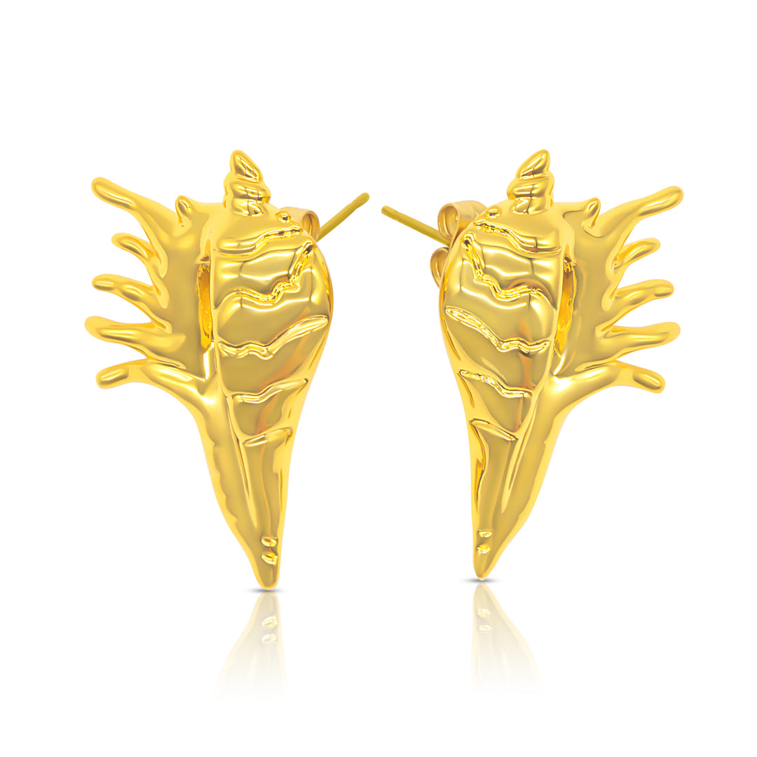 Spike Shell Earrings- Gold