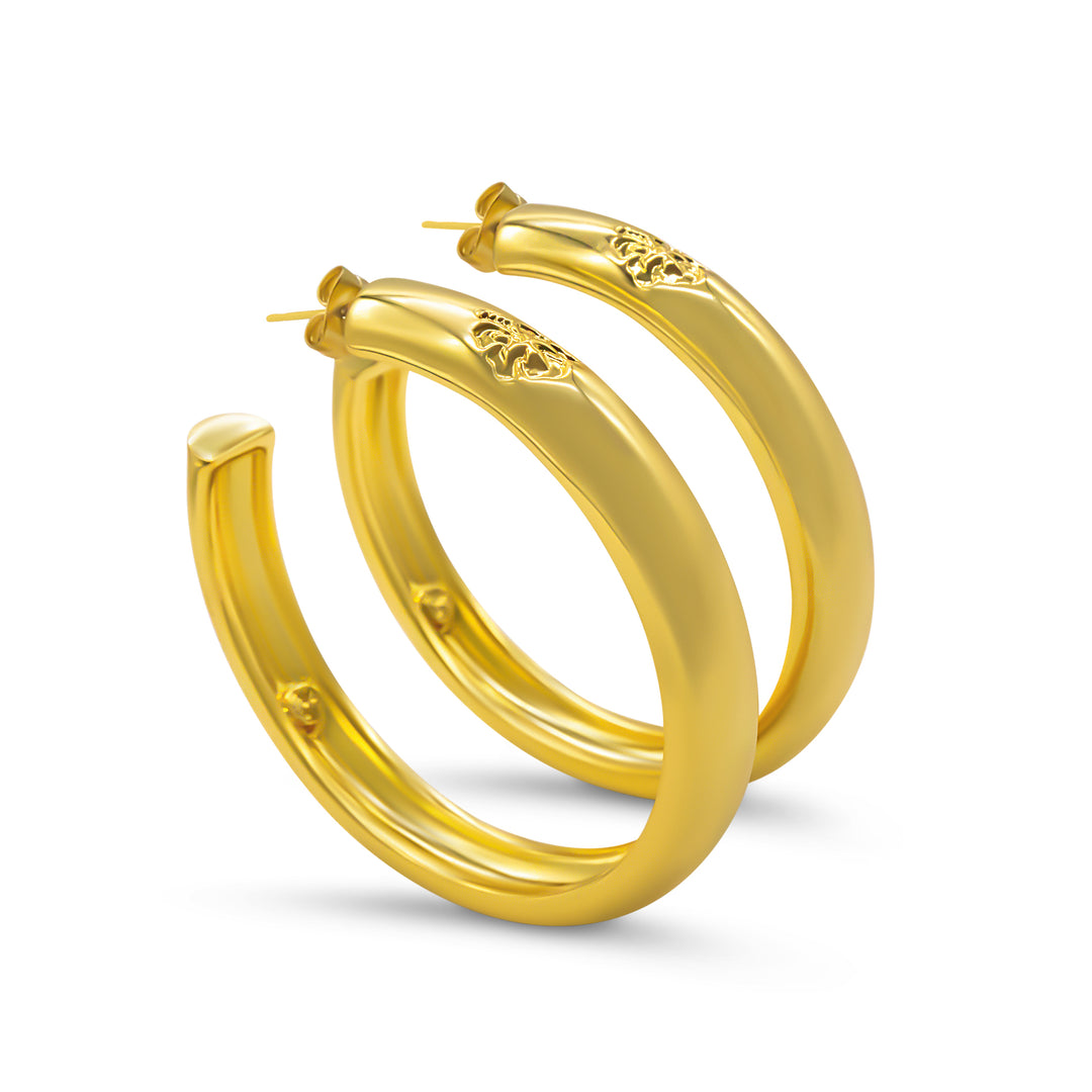 XL Hibiscus Hoop Earrings- Gold
