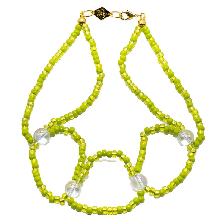 Green beaded choker necklace 