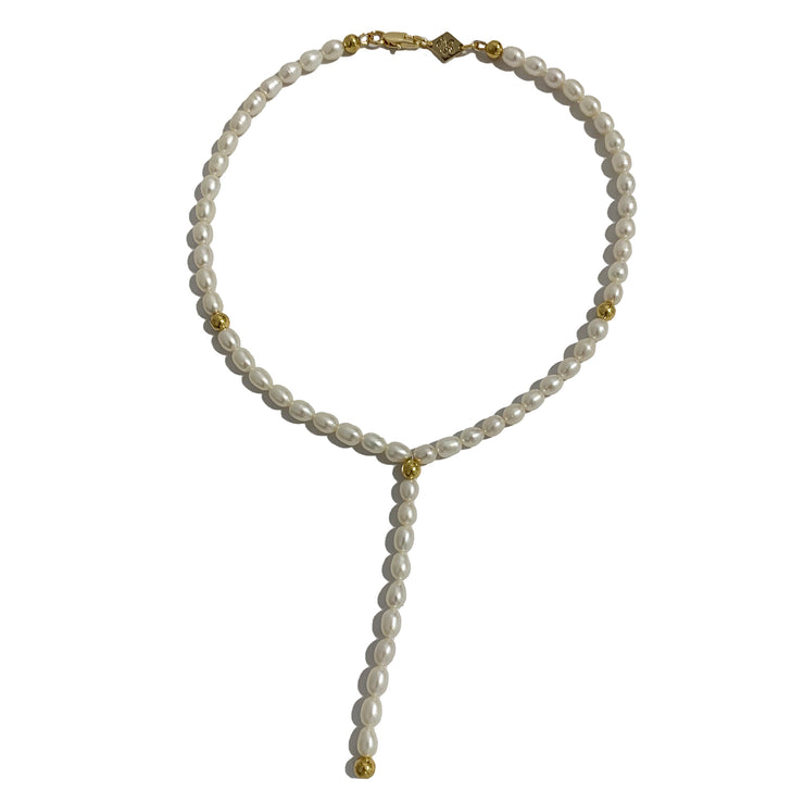 Lotus Lariat Pearl Necklace