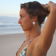 Seashell and pearl earrings hand made sustainable packaging