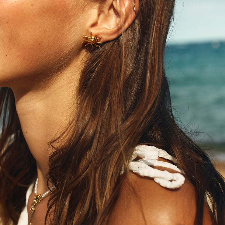gold sun earrings australian designer