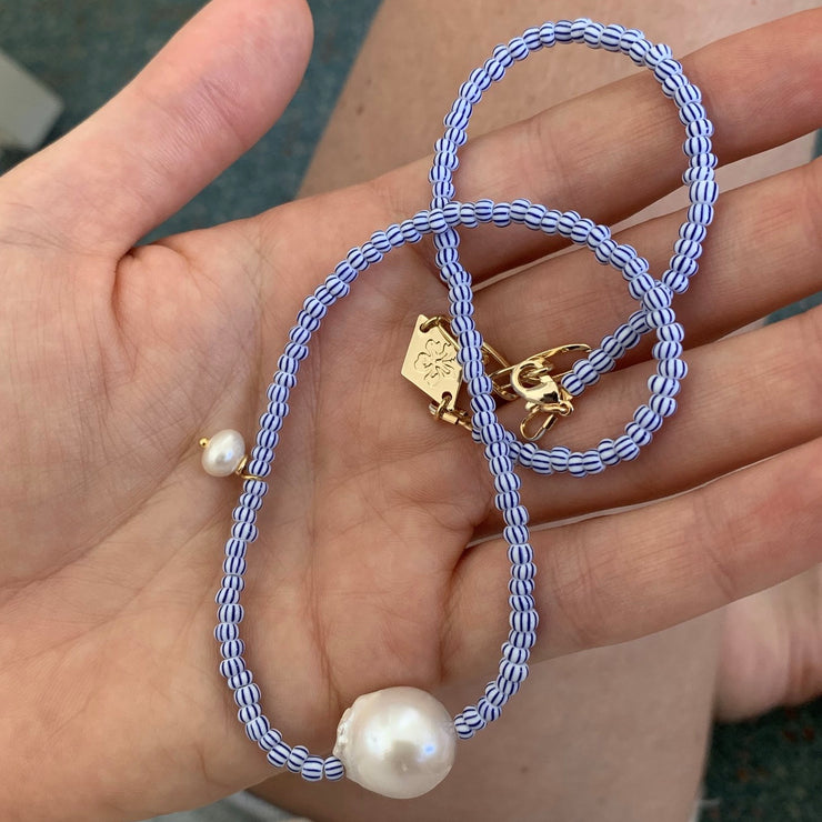 Blue and white nautical sea necklace ocean lover hand made in australia