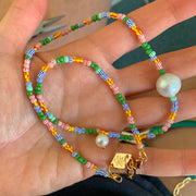 Patchwork necklace mix beads granny quilt necklace australia