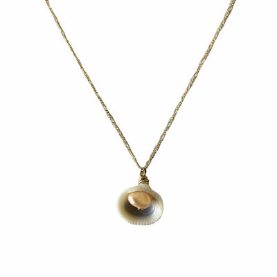 shell and pearl gold necklace made to order by Briwok Jewellery